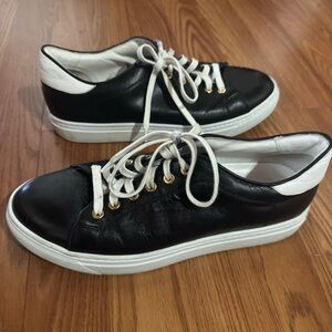 Baldinini Women's Black Leather Low Top Platform Sneakers Sz 40 Made in Italy